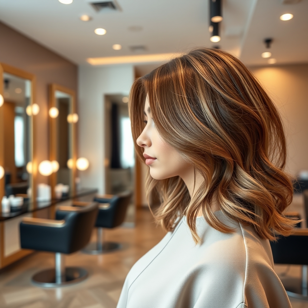 Haircut and finishing moment in salon